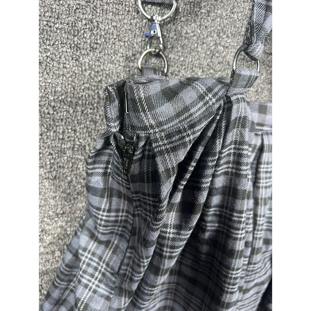 Hot Topic Black & Gray Plaid Suspender Skirt Womens Size MD Punk Goth Adjustable - Picture 7 of 9
